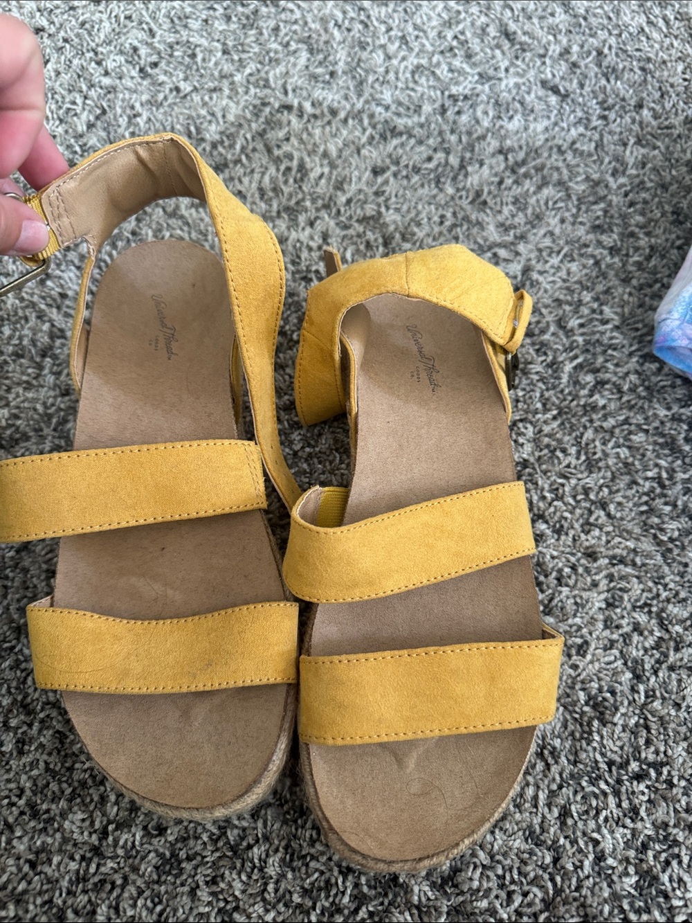 Universal Thread Mustard Yellow Double-Strap Block Heel Sandals